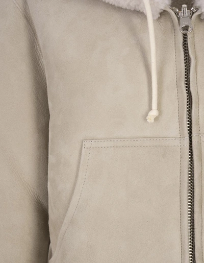 Shop Andrea Adamo Andreādamo Short Reversible Jacket In Taupe Shearling In Grey
