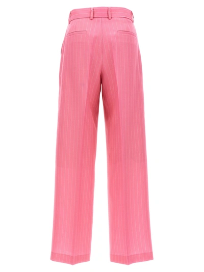 Shop Msgm Pinstripe Pants Pink