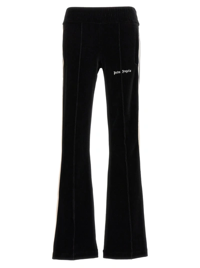 Shop Palm Angels Velvet Joggers Pants In White/black