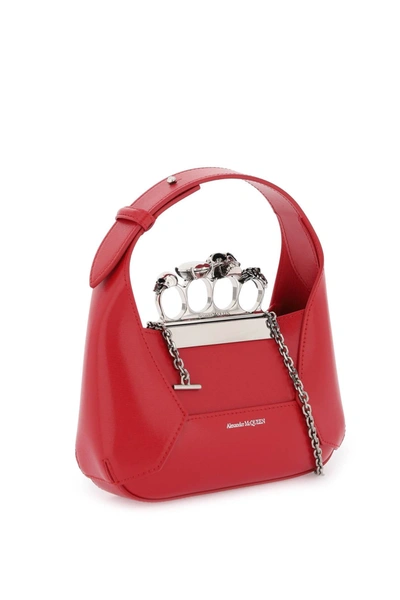 Shop Alexander Mcqueen 'the Jewelled Hobo' Mini Bag Women In Red