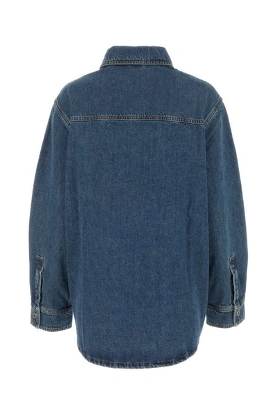 Shop Burberry Woman Denim Shirt In Blue