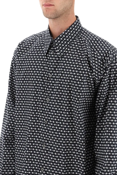 Shop Dolce & Gabbana Micro Monogram Oversized Shirt Men In Black