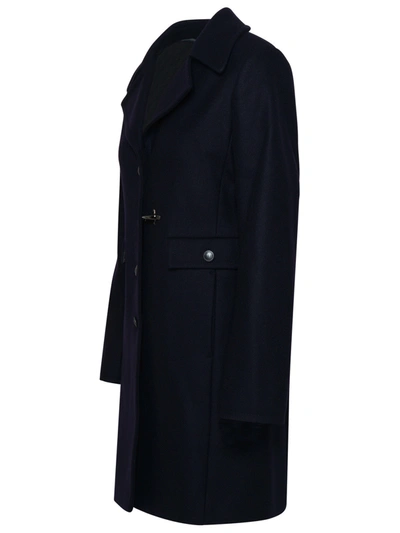 Shop Fay Woman  Navy Virgin Wool Blend Coat In Blue