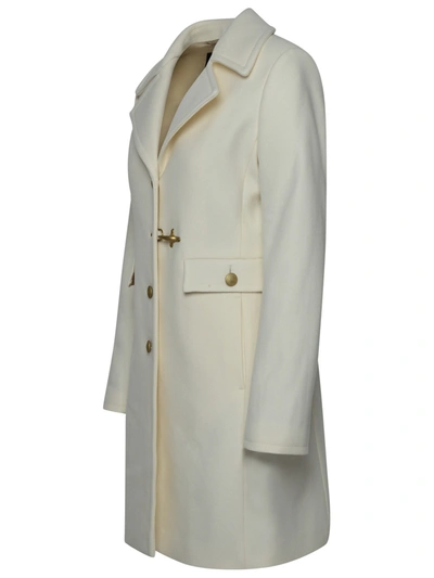 Shop Fay Woman  Ivory Virgin Wool Blend Coat In White