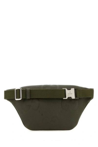 Shop Gucci Man Olive Green Leather Belt Bag
