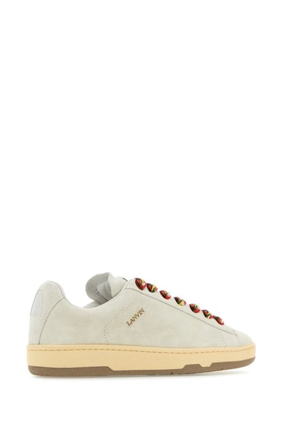 Shop Lanvin Woman Chalk Suede Lite Curb Sneakers In White