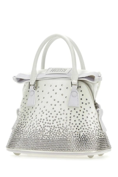 Shop Maison Margiela Woman White Satin Micro 5ac Classique Handbag