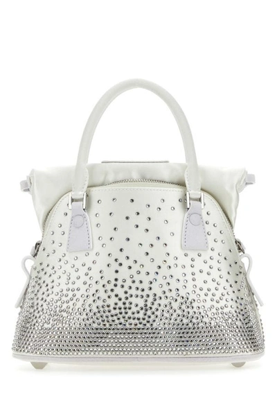 Shop Maison Margiela Woman White Satin Micro 5ac Classique Handbag