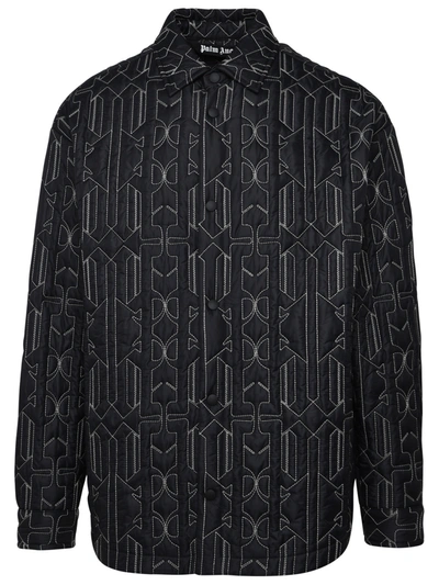Shop Palm Angels Man Black Polyamide Jacket In Gray