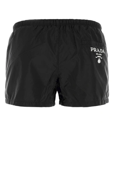Shop Prada Man Black Re-nylon Swimming Shorts