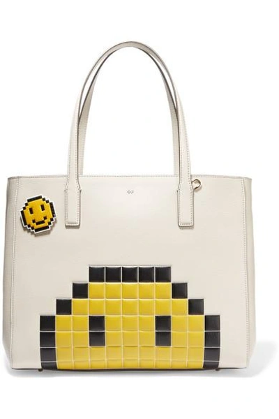 Shop Anya Hindmarch Pixel Smiley Textured-leather Sticker