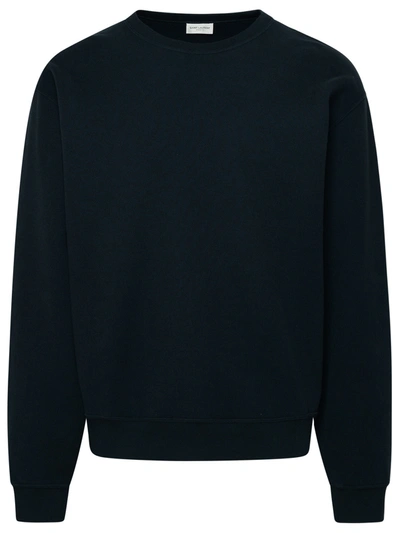 Shop Saint Laurent Blue Cotton Sweatshirt Man