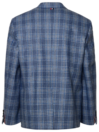 Shop Thom Browne Man Blazer In Light Blue Wool
