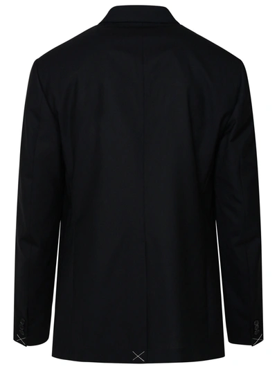 Shop Versace Man  Black Wool Blazer Jacket