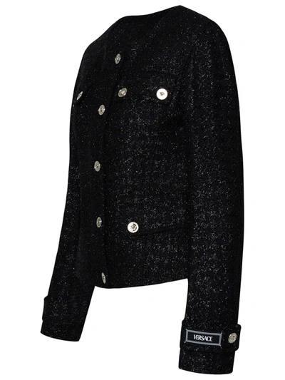 Shop Versace Black Virgin Wool Blend Jacket Woman