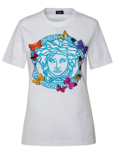 Shop Versace Woman  Medusa White Cotton T-shirt