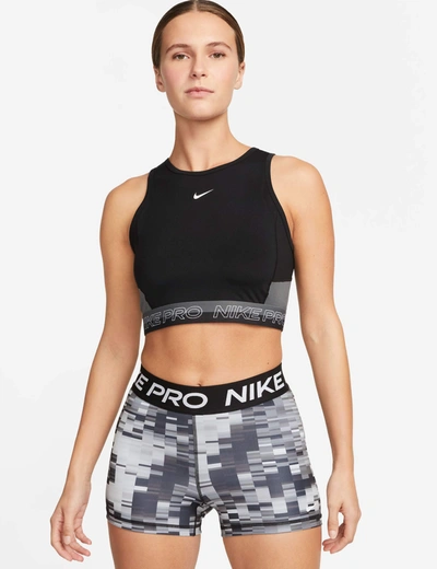 Shop Nike Pro Dri-fit Cropped Tank Top In Black