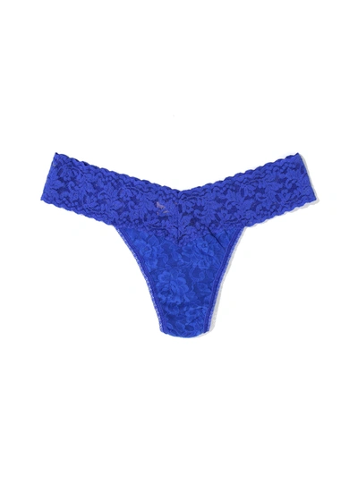 Shop Hanky Panky Petite Size Signature Lace Low Rise Thong In Blue