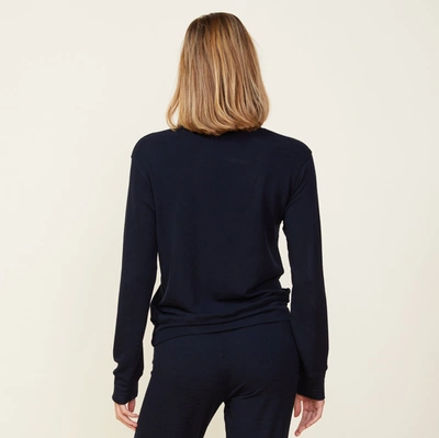 Monrow Supersoft Crew Neck Sweatshirt In Blue Black
