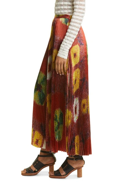 Shop Ulla Johnson Rami Pleated Satin Skirt In Medallion