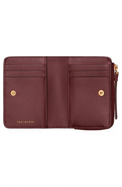 Shop Tory Burch Mcgraw Bifold Leather Wallet In Wine