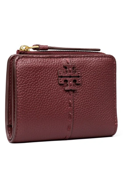 Shop Tory Burch Mcgraw Bifold Leather Wallet In Wine