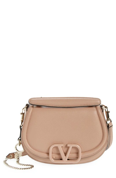 Shop Valentino Vsling Leather Saddle Bag In Rose Cannelle