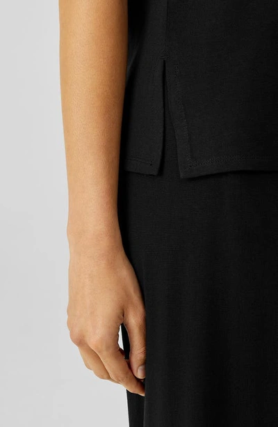 Shop Eileen Fisher Jewel Neck Jersey Tank In Black