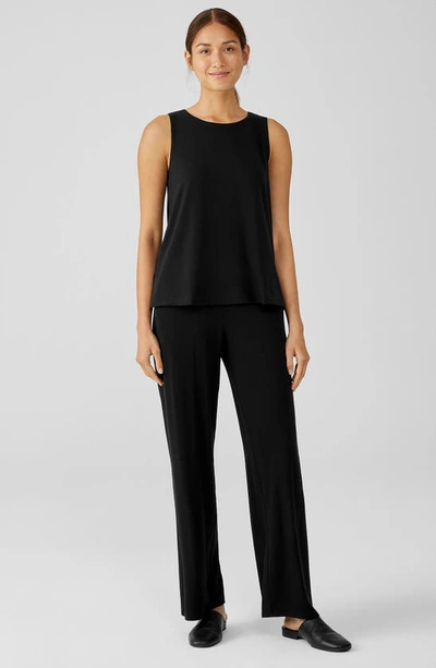 Shop Eileen Fisher Jewel Neck Jersey Tank In Black