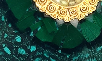 Shop Gas Bijoux Bo Yuca Peacock Feather Fan Earrings In Green