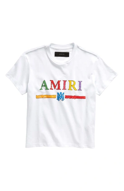Shop Amiri Kids' Crayon Sketch Logo Cotton Graphic T-shirt In White