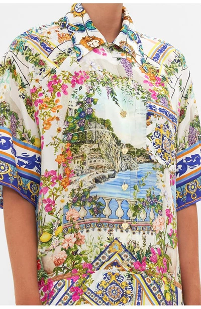 Shop Camilla Amalfi Amore Short Sleeve Silk Button-up Shirt