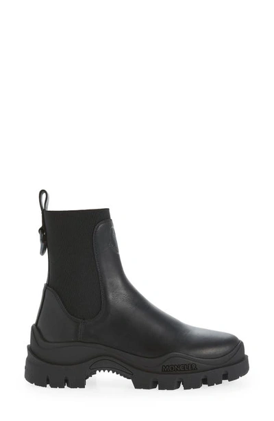Moncler Hevea Leather Chelsea Ankle Booties In Black