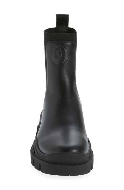 Moncler Hevea Leather Chelsea Ankle Booties In Black