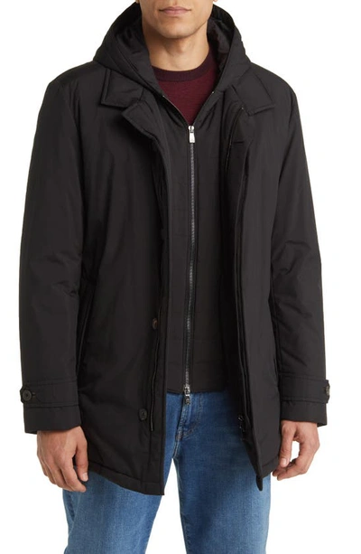 Shop Corneliani Hooded Dickey Jacket In Black