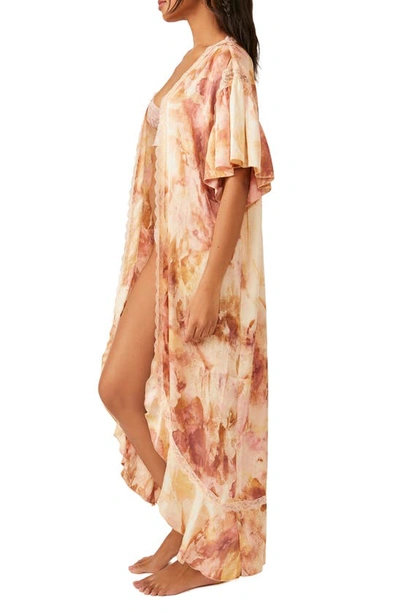 Shop Free People Moonbeams Floral Lace Trim Robe In Sweet Combo