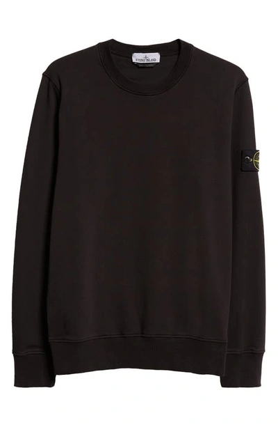 Shop Stone Island Compass Logo Cotton Crewneck Sweatshirt In Black