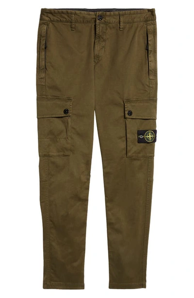 Shop Stone Island Stretch Cotton Cargo Pants In Olive