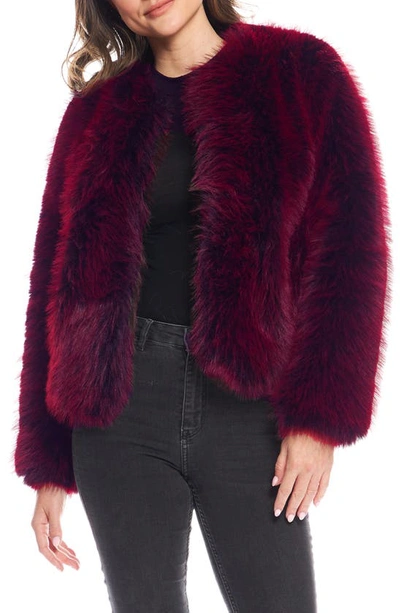 Shop Donna Salyers Fabulous-furs Happy Hour Faux Fur Jacket In Merlot