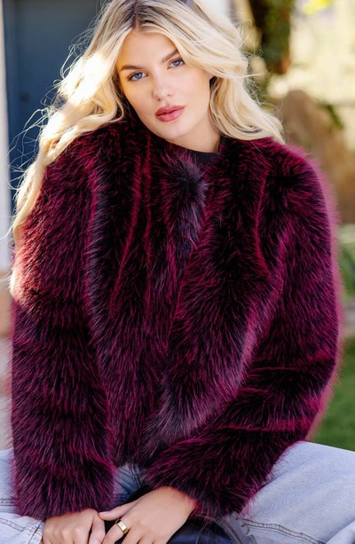 Donna Salyers Fabulous-furs Happy Hour Faux Fur Jacket In Merlot