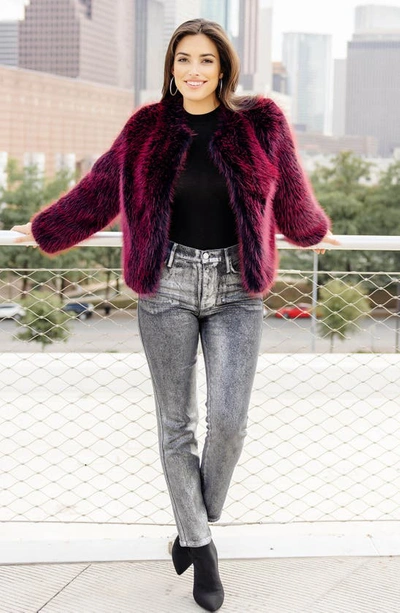 Shop Donna Salyers Fabulous-furs Happy Hour Faux Fur Jacket In Merlot