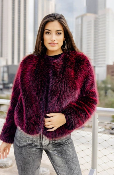 Shop Donna Salyers Fabulous-furs Happy Hour Faux Fur Jacket In Merlot