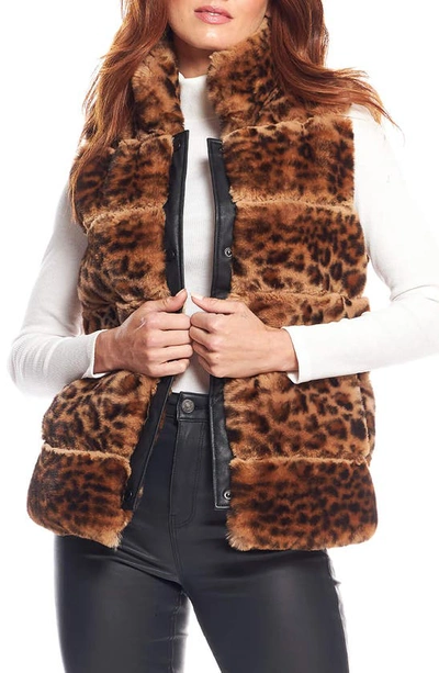 Shop Donna Salyers Fabulous-furs Posh Faux Fur Puffer Vest In Leo