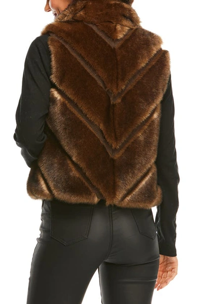 Shop Donna Salyers Fabulous-furs Donna Salyers Fabulous Furs Reversible Chevron Quilted Shortie Faux Fur Reversible Vest In Sab