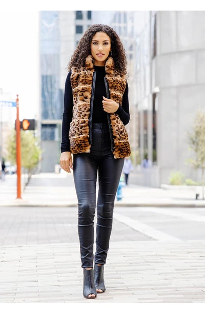 Shop Donna Salyers Fabulous-furs Posh Faux Fur Puffer Vest In Leo