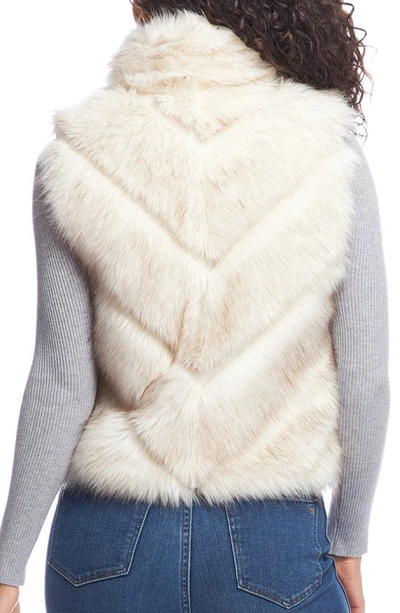 Shop Donna Salyers Fabulous-furs Reversible Chevron Quilted Shortie Faux Fur Reversible Vest In Ivory