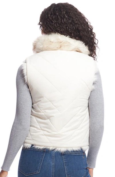 Donna Salyers Fabulous-furs Reversible Chevron Quilted Shortie Faux Fur Reversible Vest In Ivory