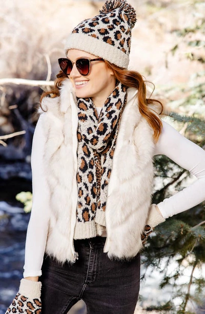 Shop Donna Salyers Fabulous-furs Reversible Chevron Quilted Shortie Faux Fur Reversible Vest In Ivory