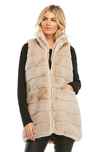 Shop Donna Salyers Fabulous-furs Faux Fur Vest In Stone