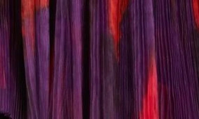 Hutch Akila Pleated Tiered Gown In Purple Messy Brushstrokes